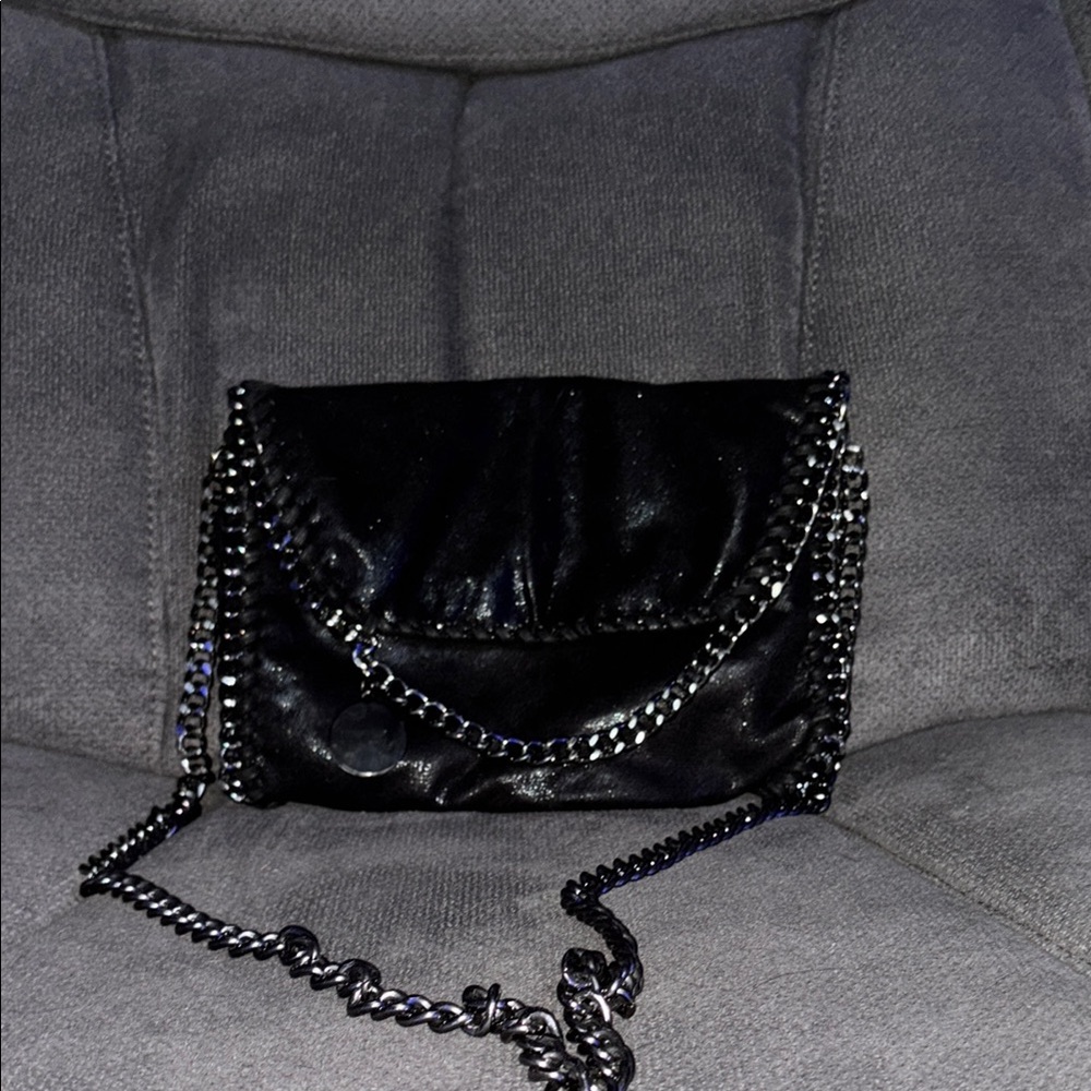 Black Chain-Embellished Women's Bag